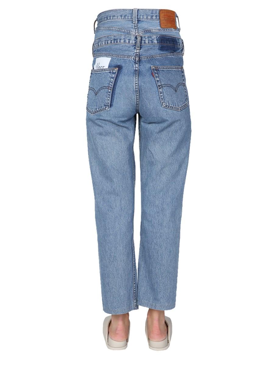 1/OFF JEANS DOUBLE WAIST IN DENIM DI COTONE