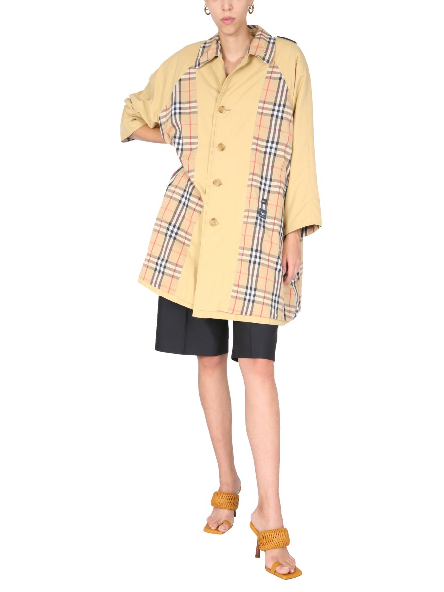 1/OFF TRENCH REMADE BURBERRY CON PATCH LOGO