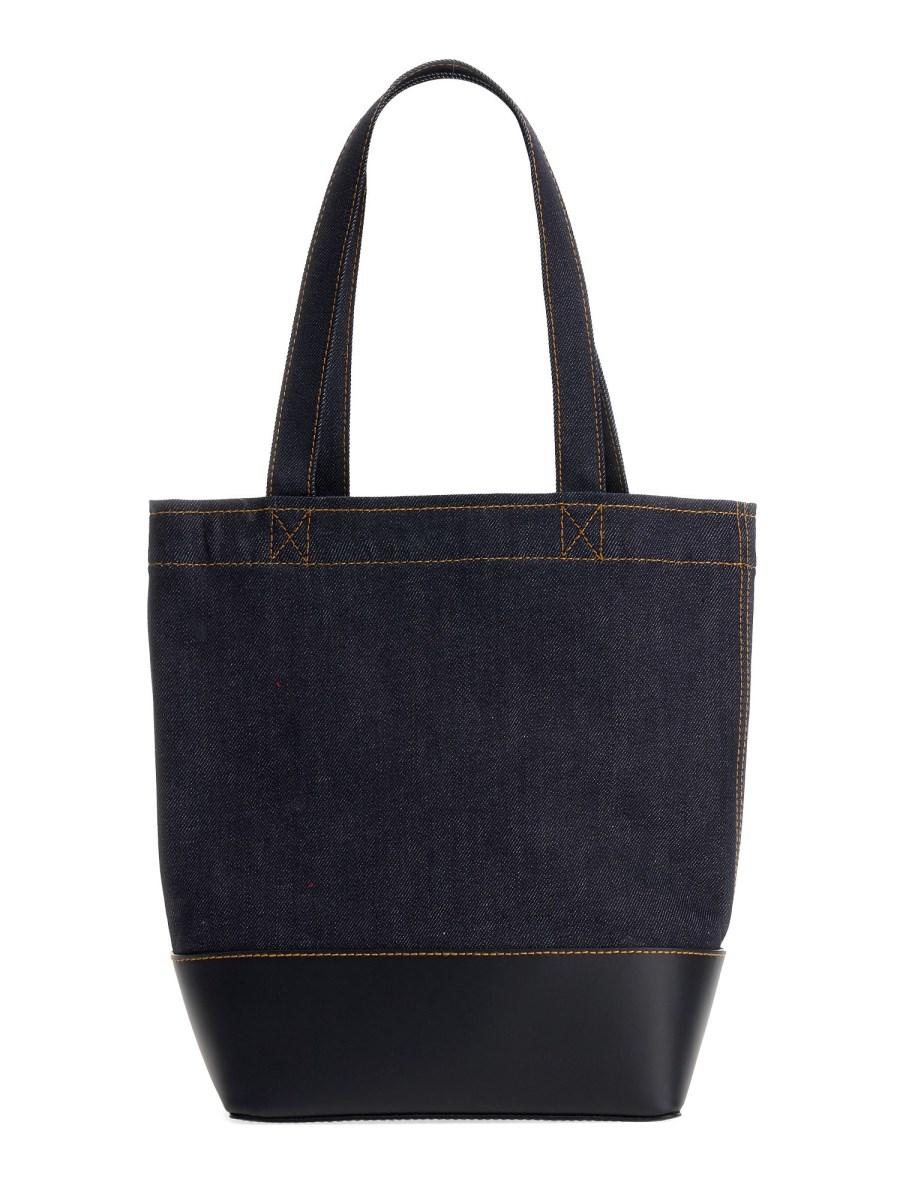 A.P.C. BORSA TOTE AXEL IN DENIM E PELLE
