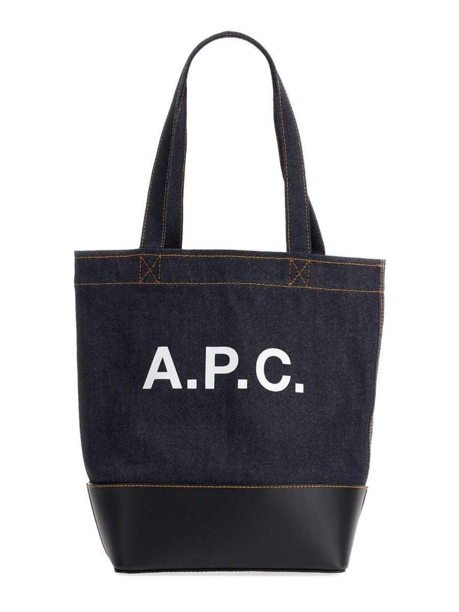 A.P.C. BORSA TOTE AXEL IN DENIM E PELLE