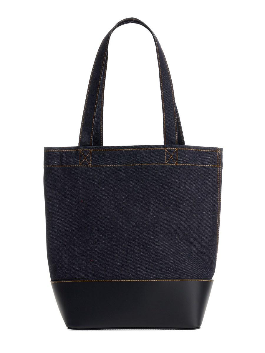 A.P.C. BORSA TOTE "AXEL" IN DENIM E PELLE
