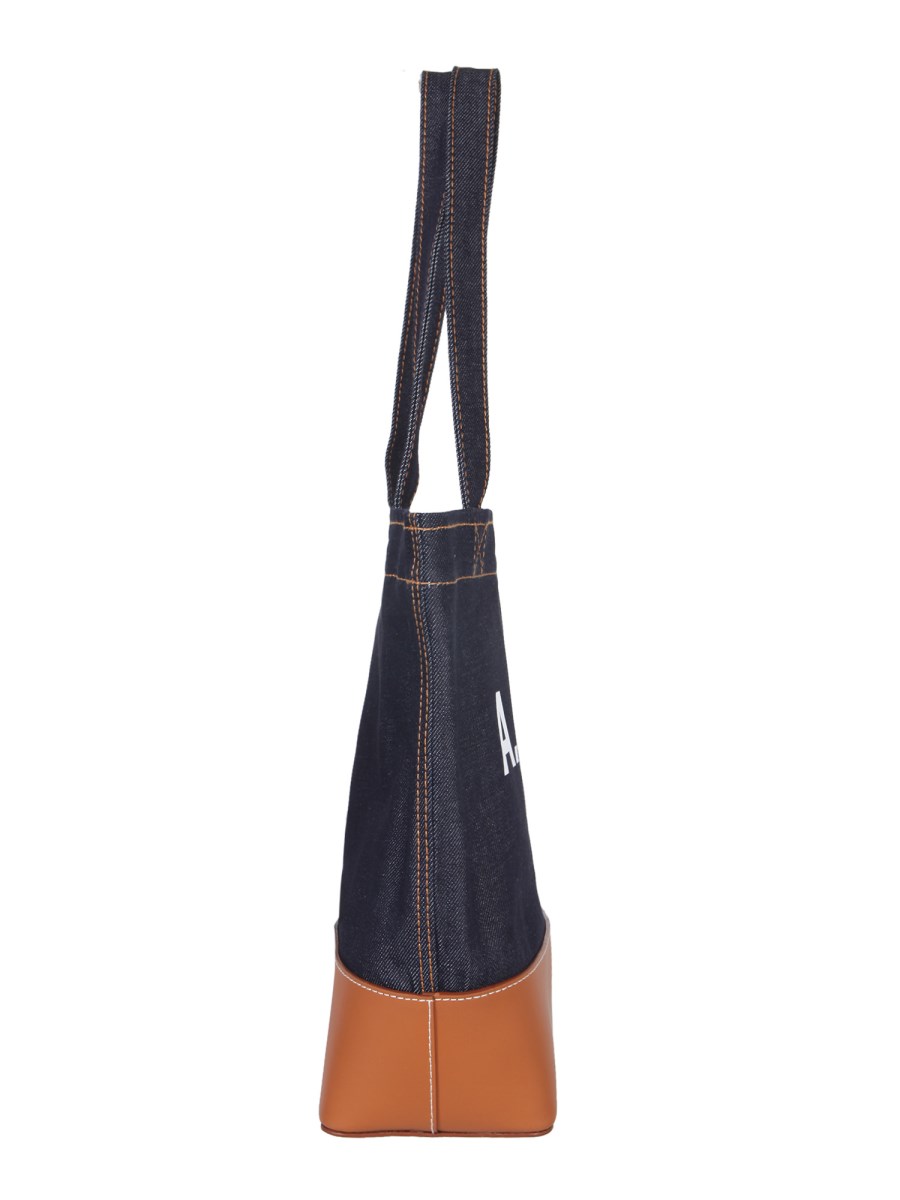 A.P.C. BORSA TOTE "AXEL" IN DENIM E PELLE