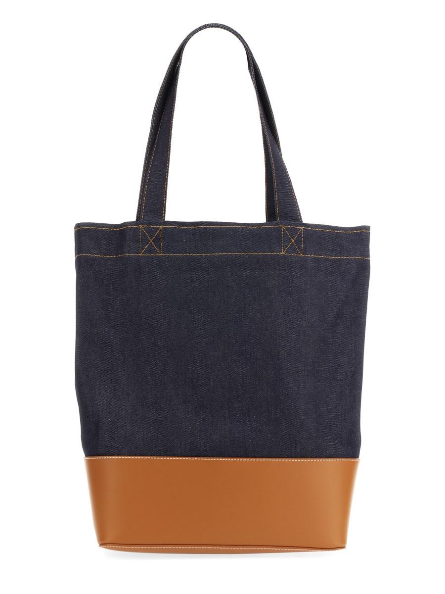 A.P.C. BORSA TOTE AXEL IN DENIM E PELLE