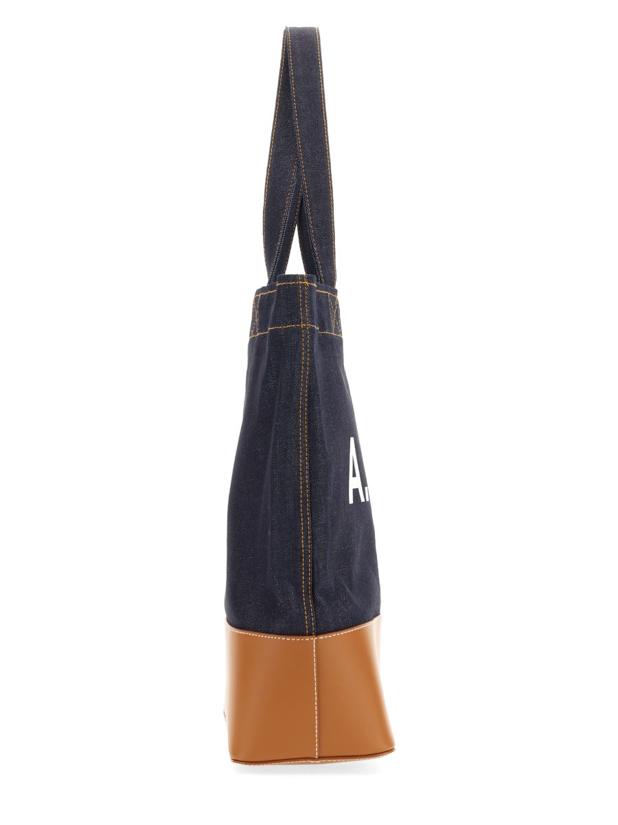 A.P.C. BORSA TOTE AXEL IN DENIM E PELLE