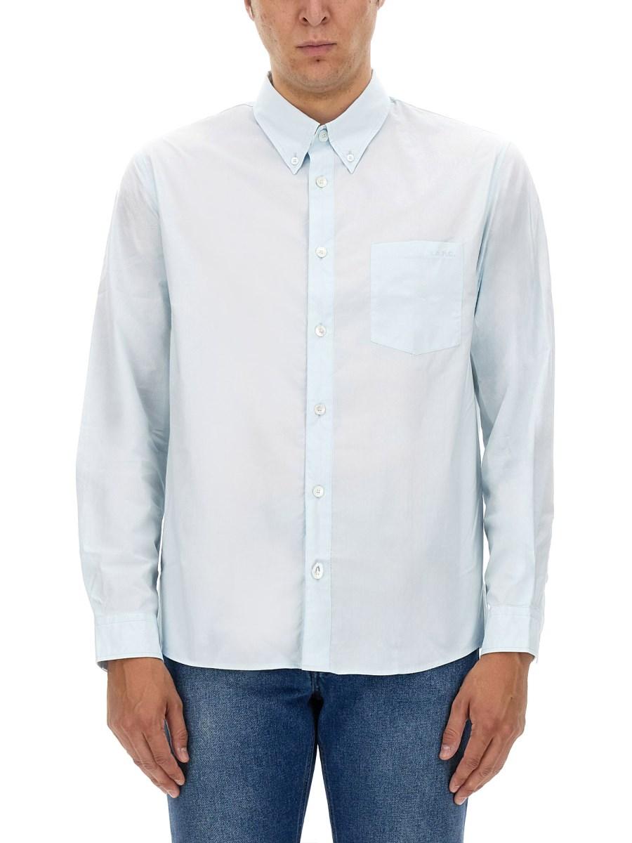 A.P.C. CAMICIA EDOUARD IN POPELINE DI COTONE