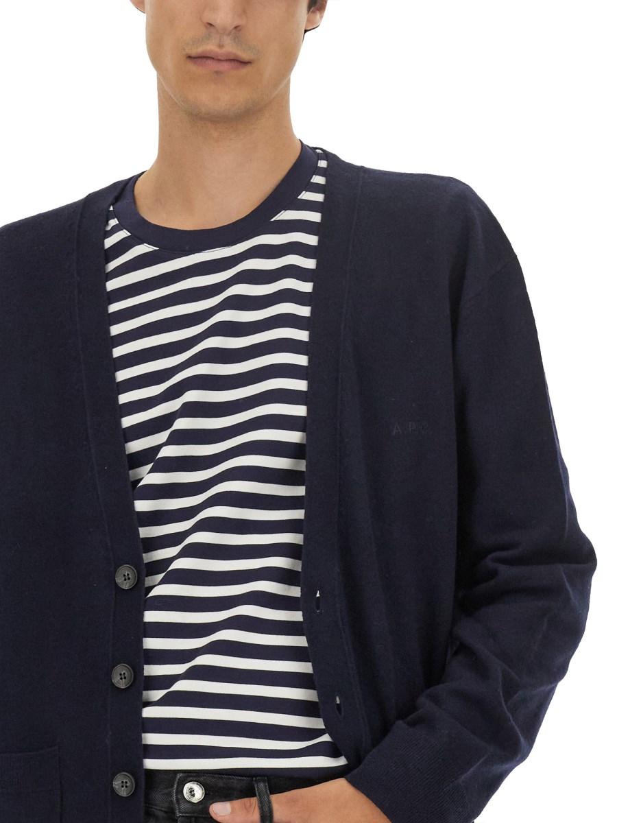 A.P.C. CARDIGAN CON LOGO IN LANA