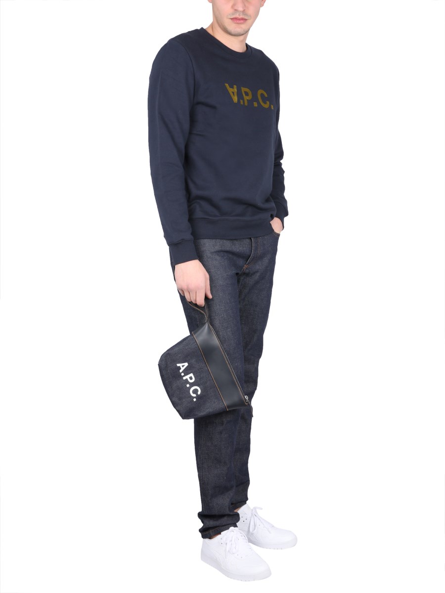 A.P.C. FELPA IN COTONE BIOLOGICO CON LOGO V.P.C