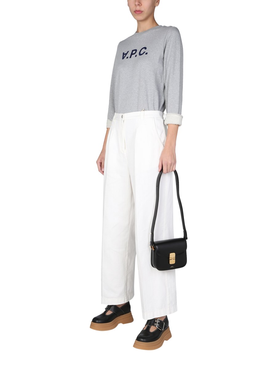 A.P.C. FELPA "VIVA" CON STAMPA LOGO FLOCCATO