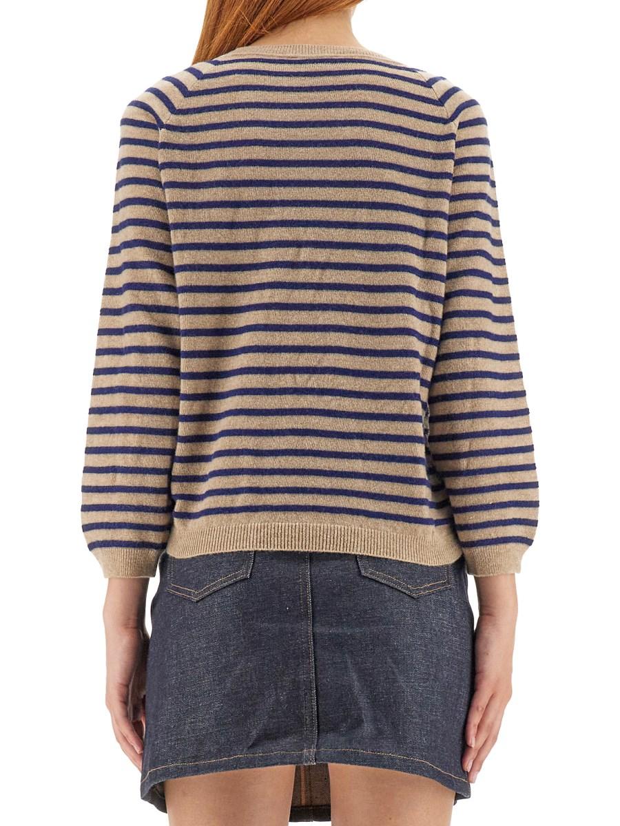 A.P.C. MAGLIA LILAS IN LANA VERGINE A RIGHE