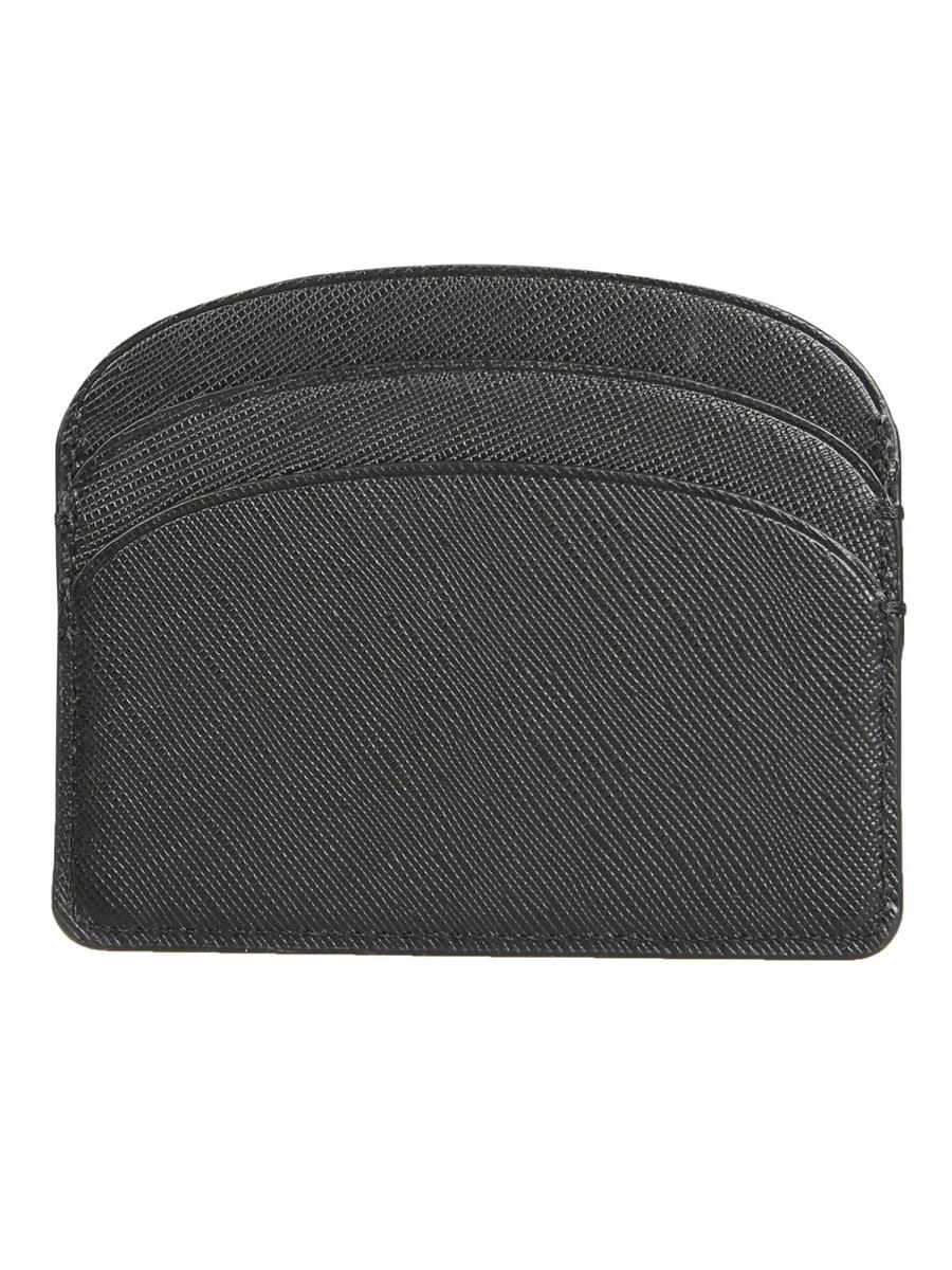 A.P.C. PORTACARTE DEMI-LUNE IN PELLE SAFFIANO