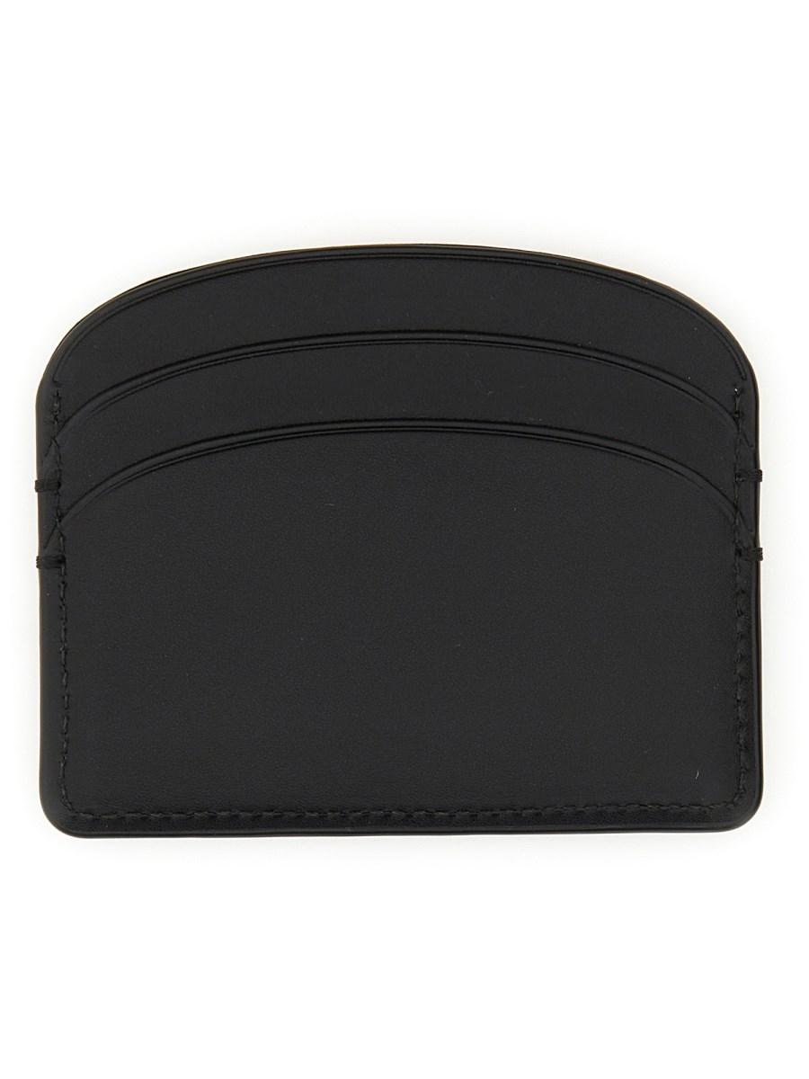 A.P.C. PORTACARTE DEMI LUNE IN PELLE SPAZZOLATA