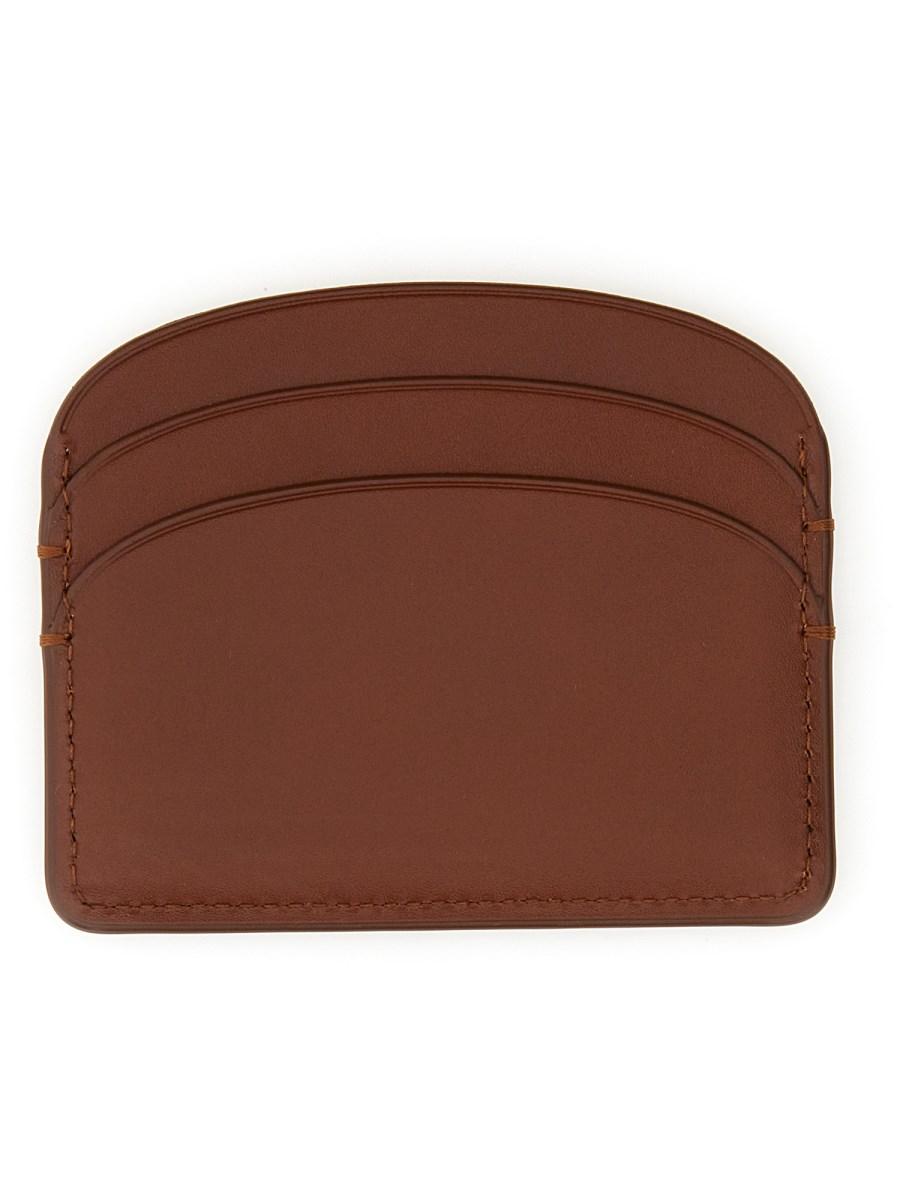 A.P.C. PORTACARTE DEMI LUNE IN PELLE SPAZZOLATA