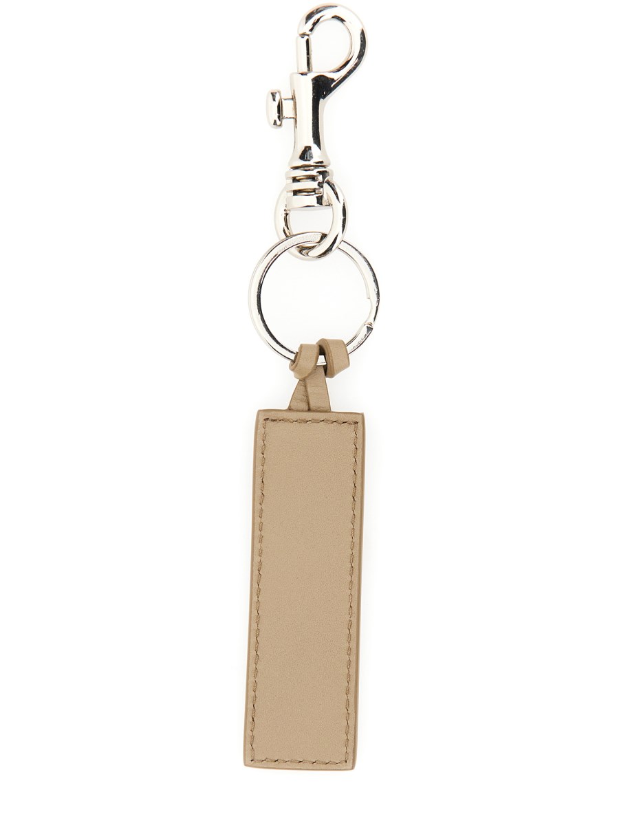 A.P.C. PORTACHIAVI IN PELLE CON LOGO GOFFRATO
