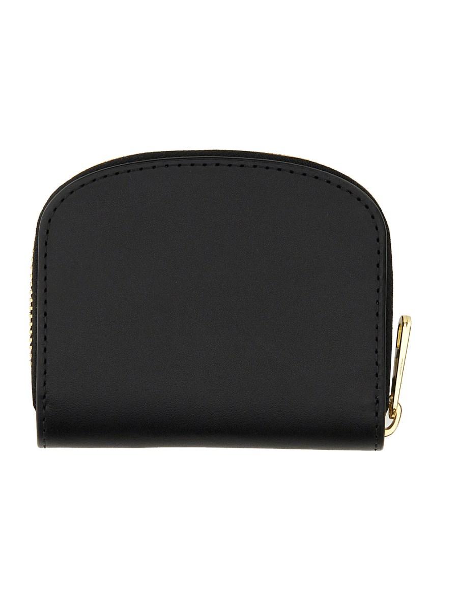 A.P.C. PORTAFOGLIO COMPACT SEMI LUNE IN PELLE