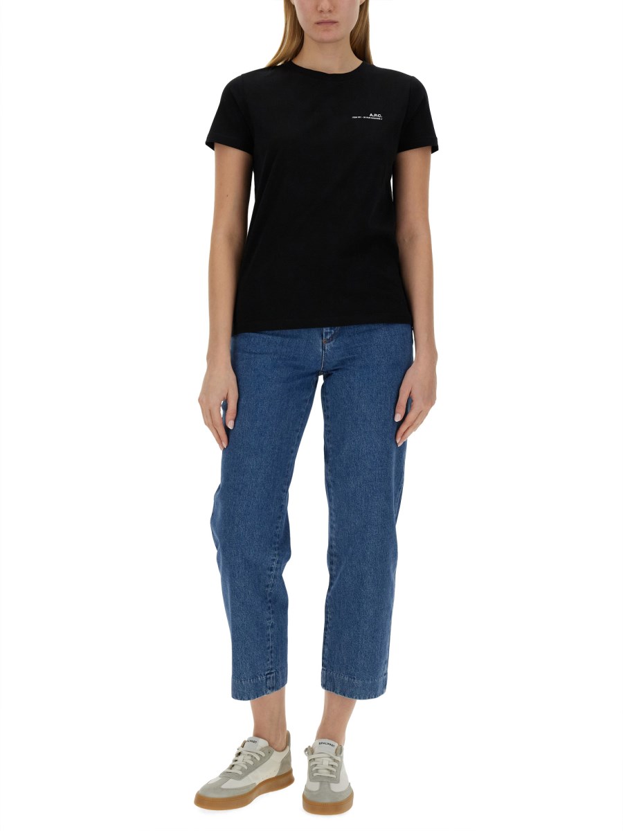 A.P.C. T-SHIRT IN JERSEY DI COTONE CON STAMPA LOGO