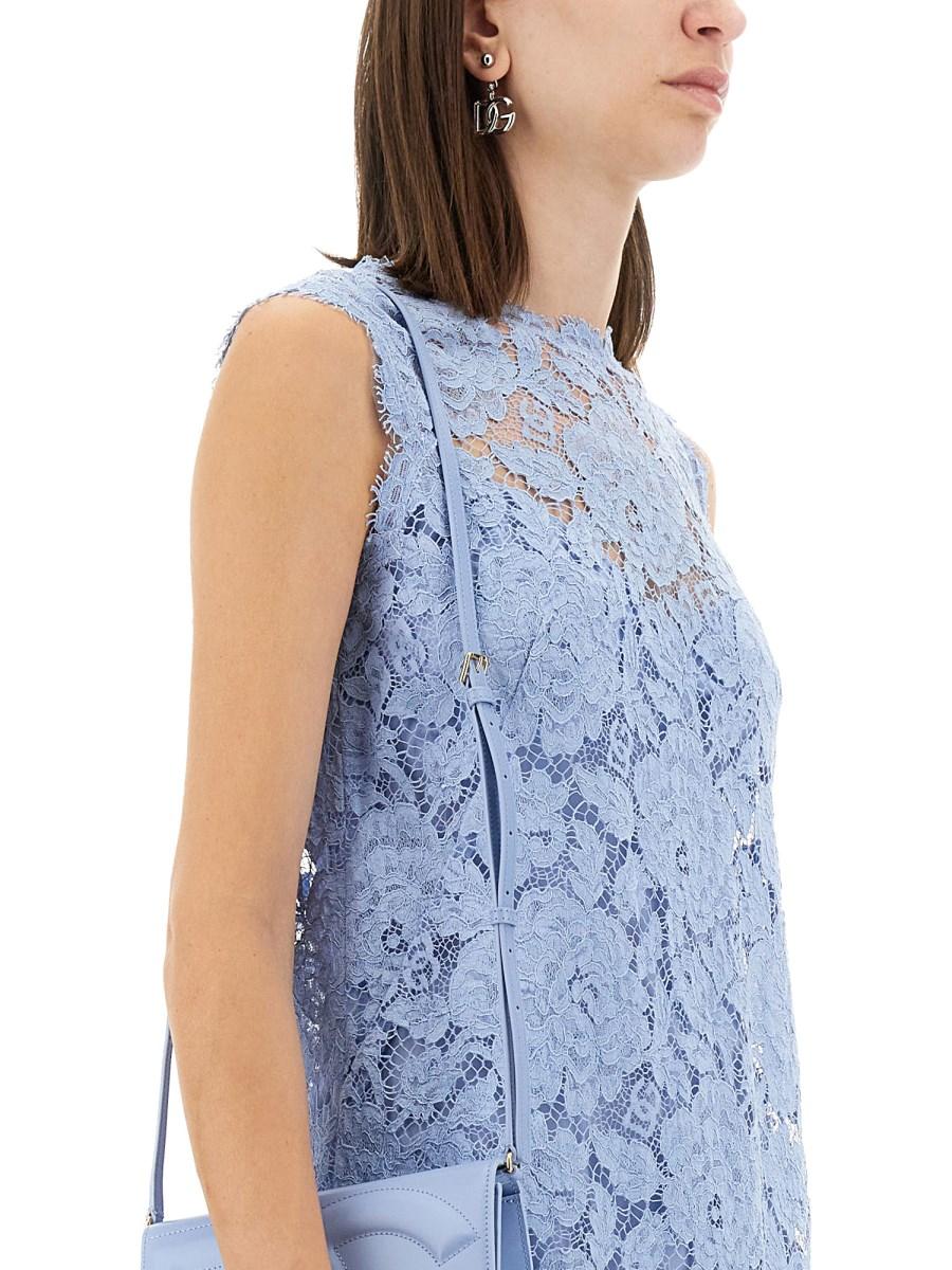 DOLCE & GABBANA ABITO A LINE IN PIZZO FLOREALE LOGATO