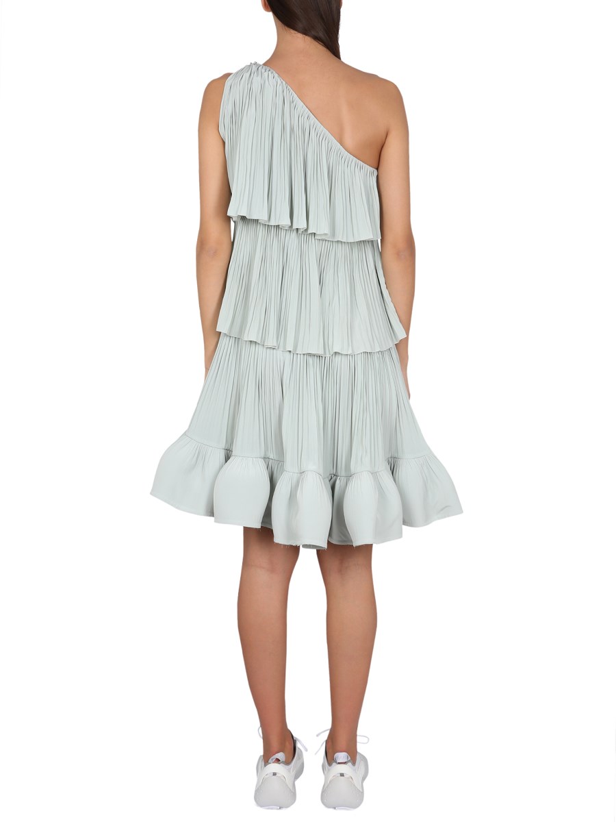 LANVIN ABITO ASIMMETRICO TRE STRATI CON BALZE IN CHARMEUSE