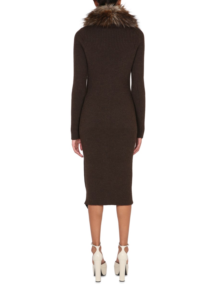 SAINT LAURENT ABITO CARDIGAN LUNGO IN MAGLIA DI LANA A COSTE