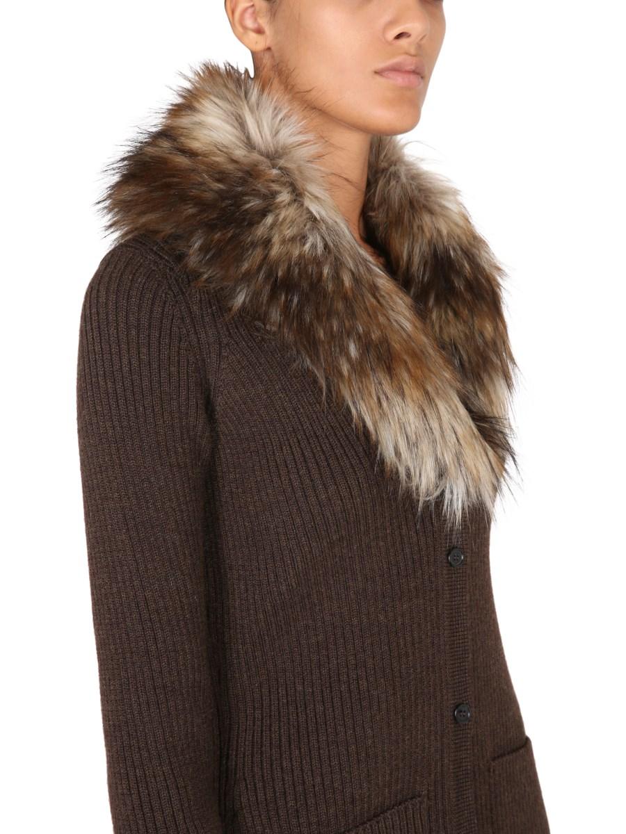SAINT LAURENT ABITO CARDIGAN LUNGO IN MAGLIA DI LANA A COSTE