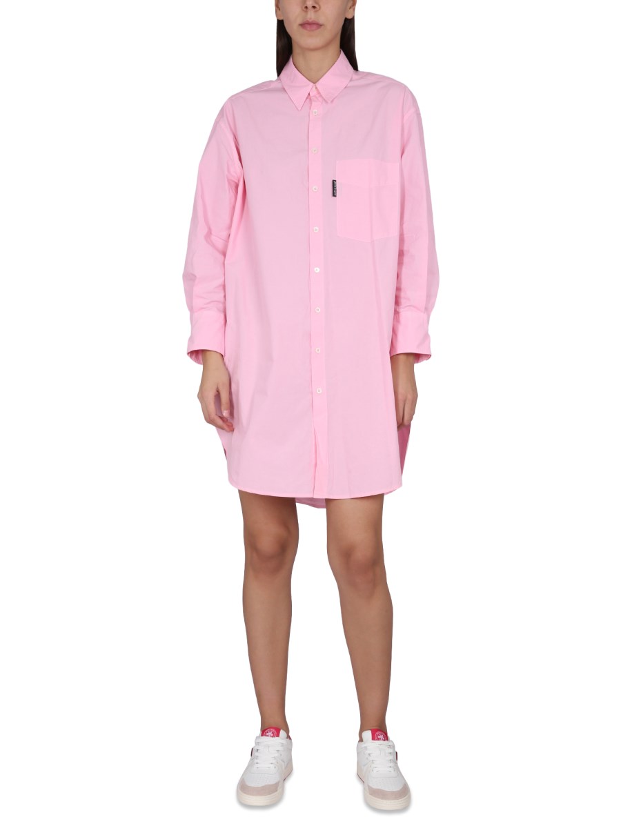 PALM ANGELS ABITO CHEMISIER IN POPELINE DI COTONE CON LOGO