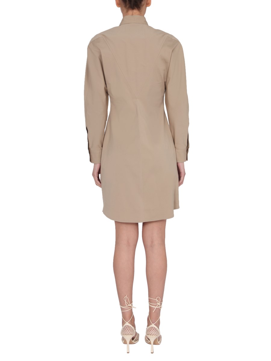 BOTTEGA VENETA ABITO CHEMISIER IN POPELINE DI COTONE STRETCH COMPATTO