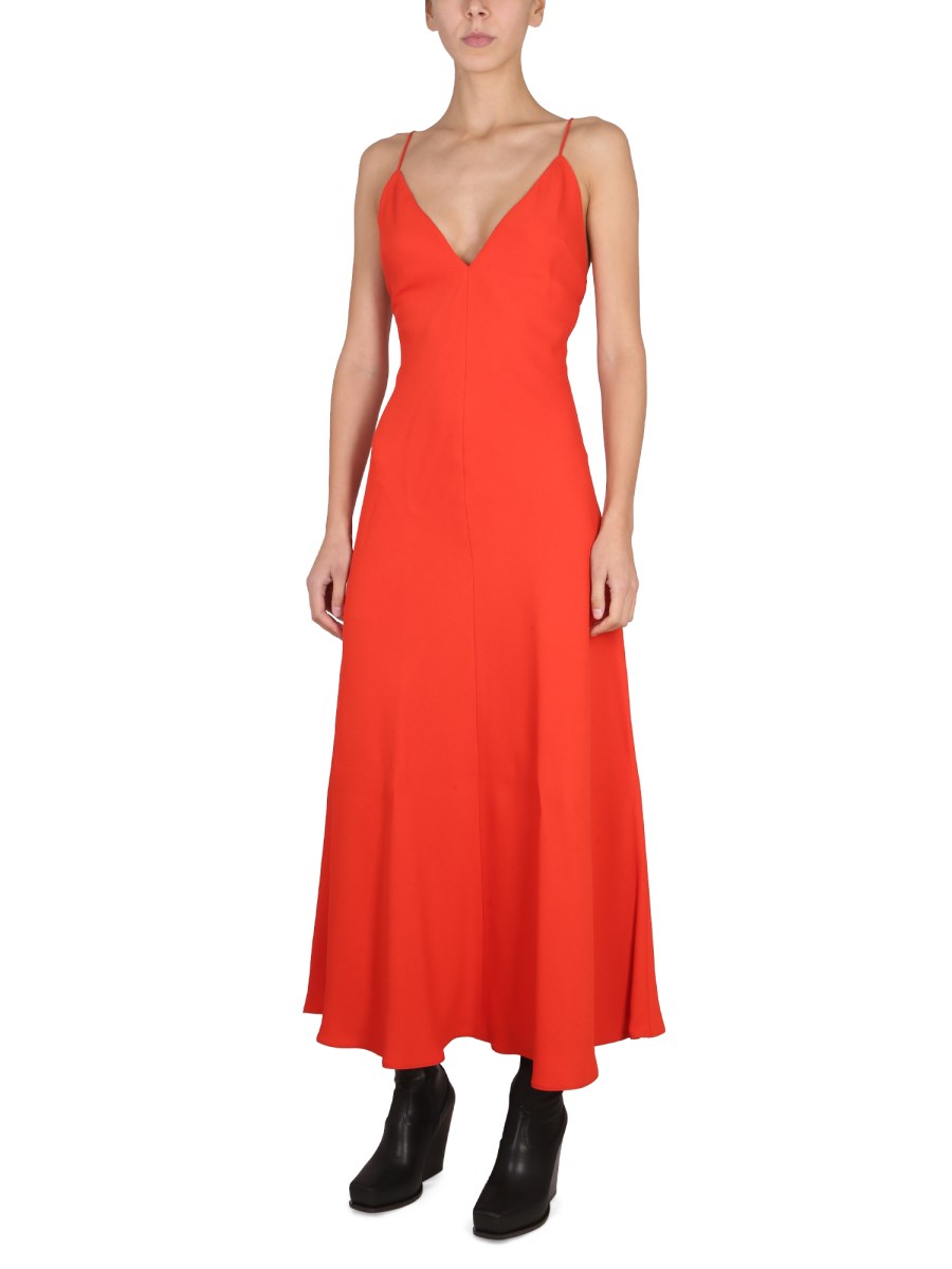 STELLA McCARTNEY ABITO CON MAXI SCOLLO A V IN CREPE COMPATTA