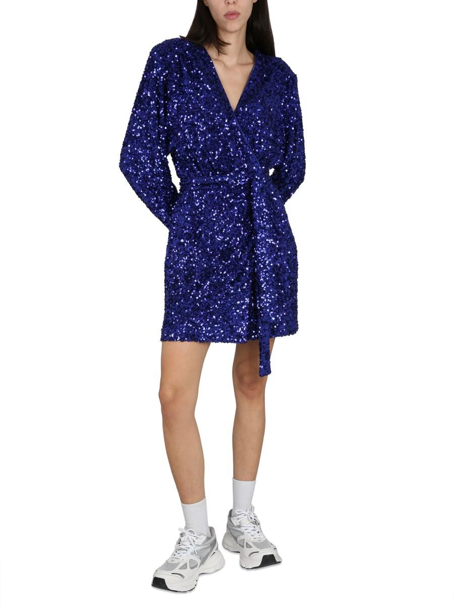 ROTATE BIRGER CHRISTENSEN ABITO CON SCOLLO A V E PAILLETTES