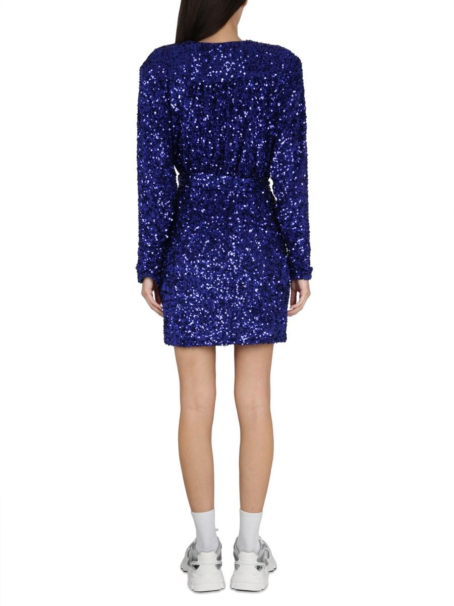 ROTATE BIRGER CHRISTENSEN ABITO CON SCOLLO A V E PAILLETTES