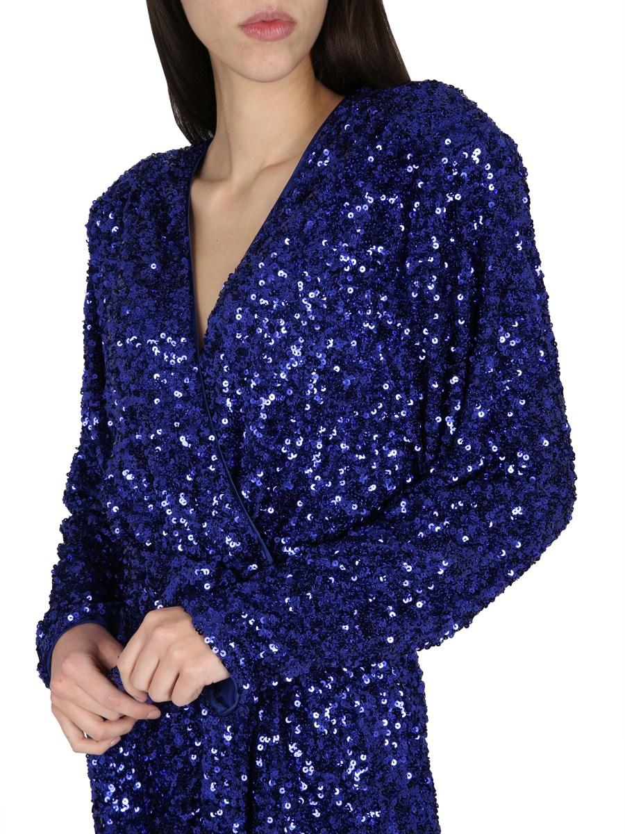 ROTATE BIRGER CHRISTENSEN ABITO CON SCOLLO A V E PAILLETTES