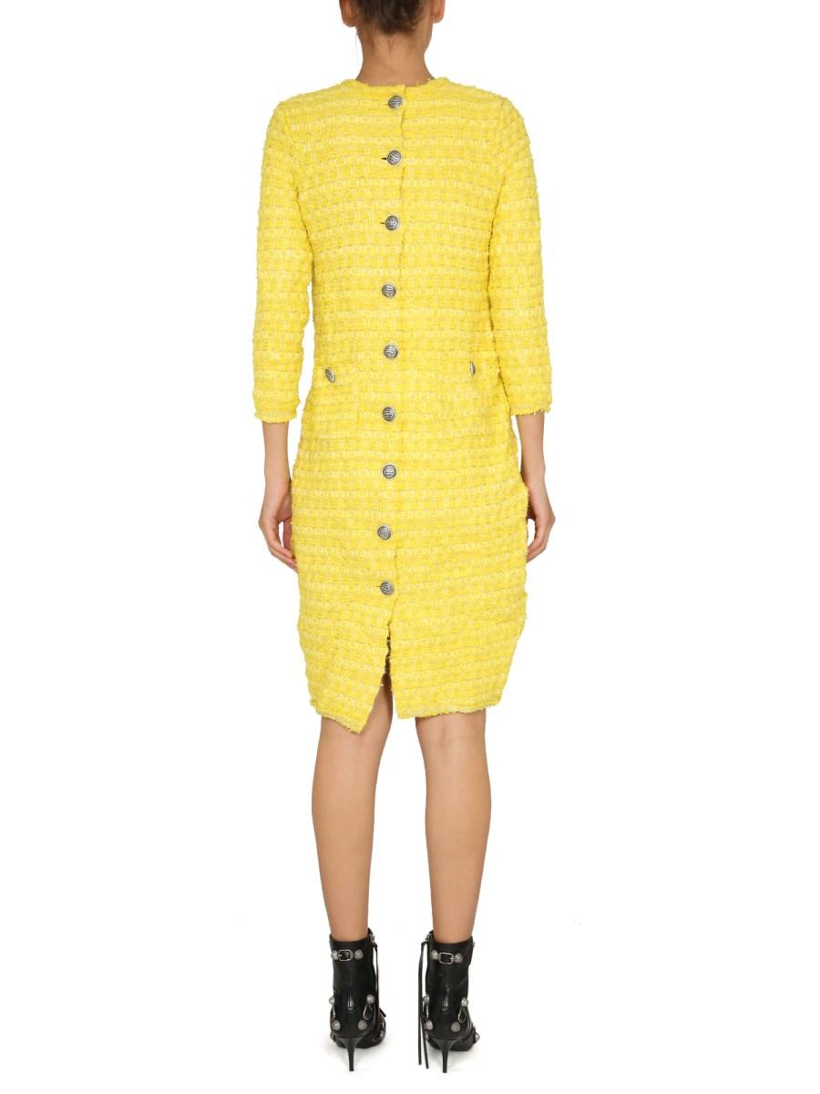BALENCIAGA ABITO CORTO BACK-TO-FRONT IN MAGLIA DI TWEED