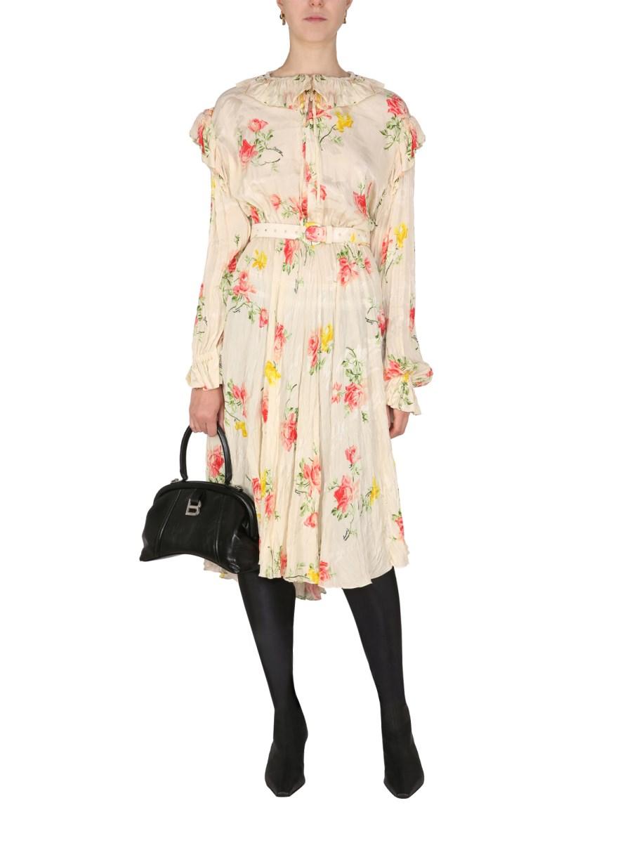 BALENCIAGA ABITO FLORAL IN TESSUTO DI JACQUARD DI SETA