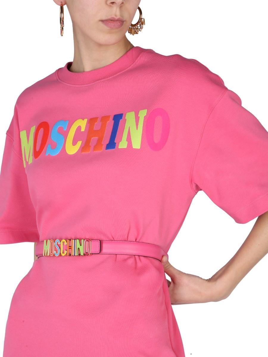 MOSCHINO ABITO IN JERSEY DI COTONE CON LOGO FLOCCATO