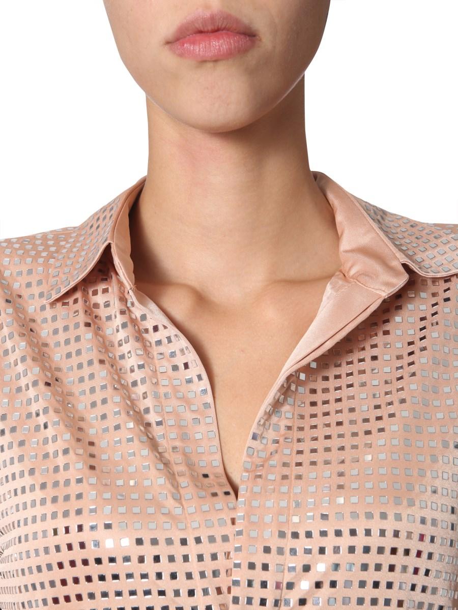 BOTTEGA VENETA ABITO IN JERSEY SATIN DECORATO CON RICAMI TERMOADESIVI