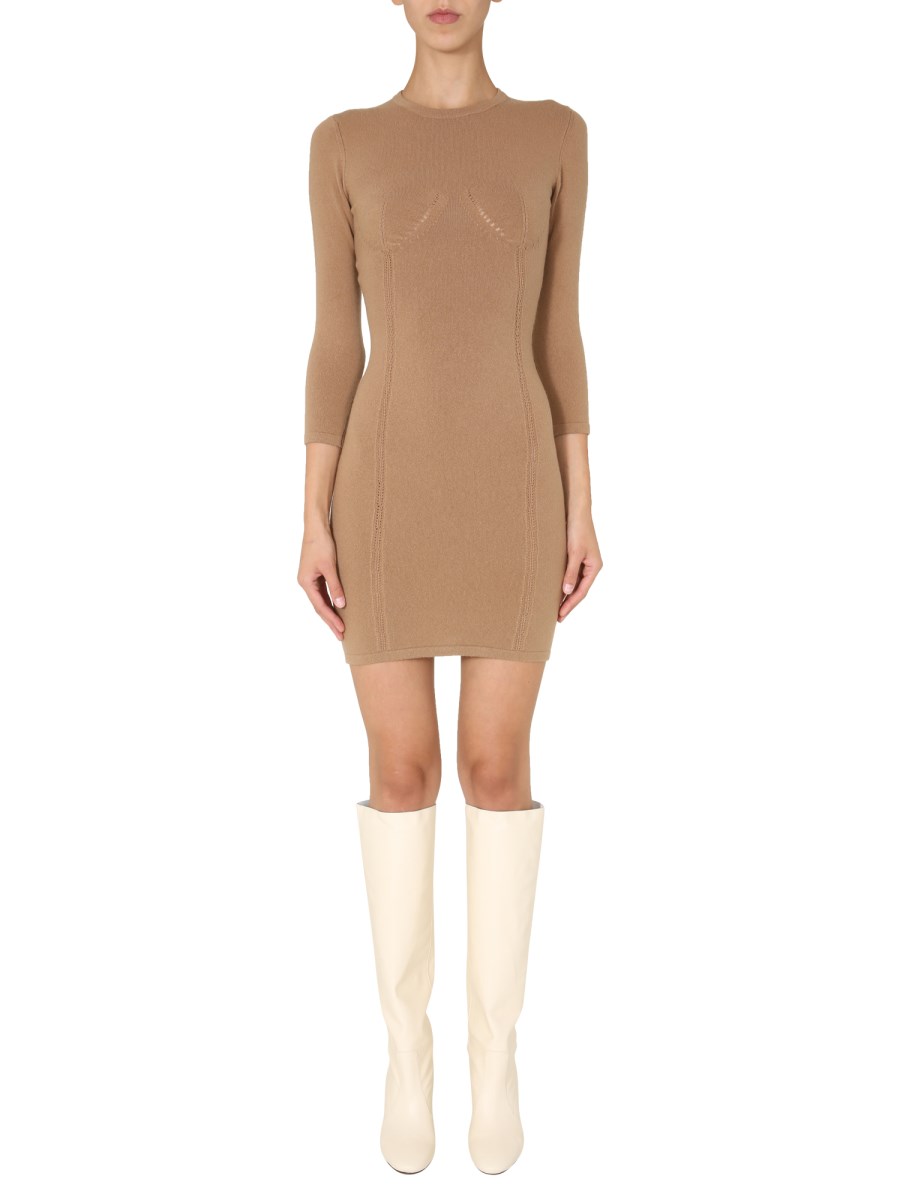 DSQUARED ABITO IN MAGLIA DI LANA E CASHMERE CON DETTAGLI TRAFORATI