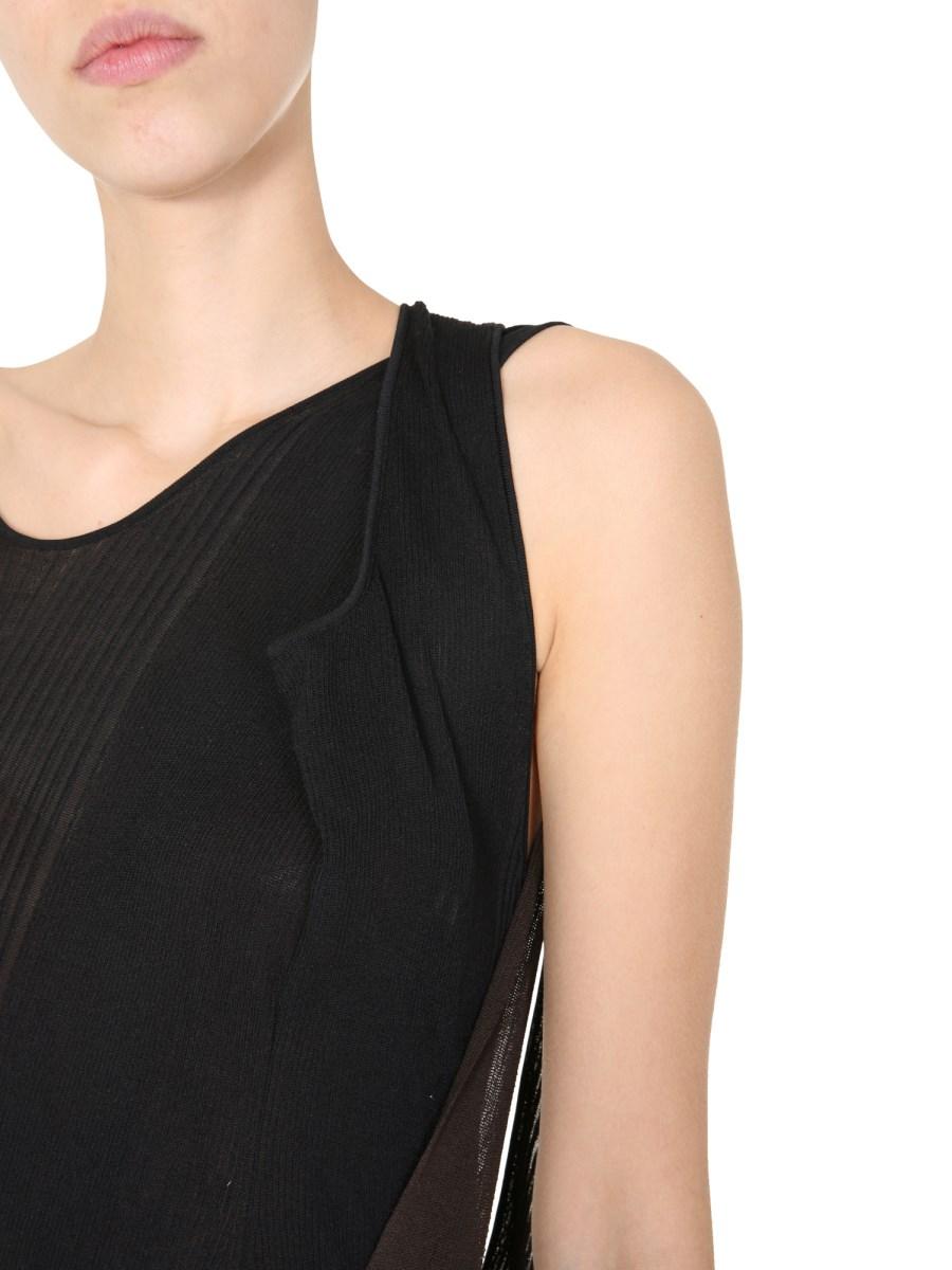 BOTTEGA VENETA ABITO IN MAGLIA DI SETA A COSTE TRASPARENTE