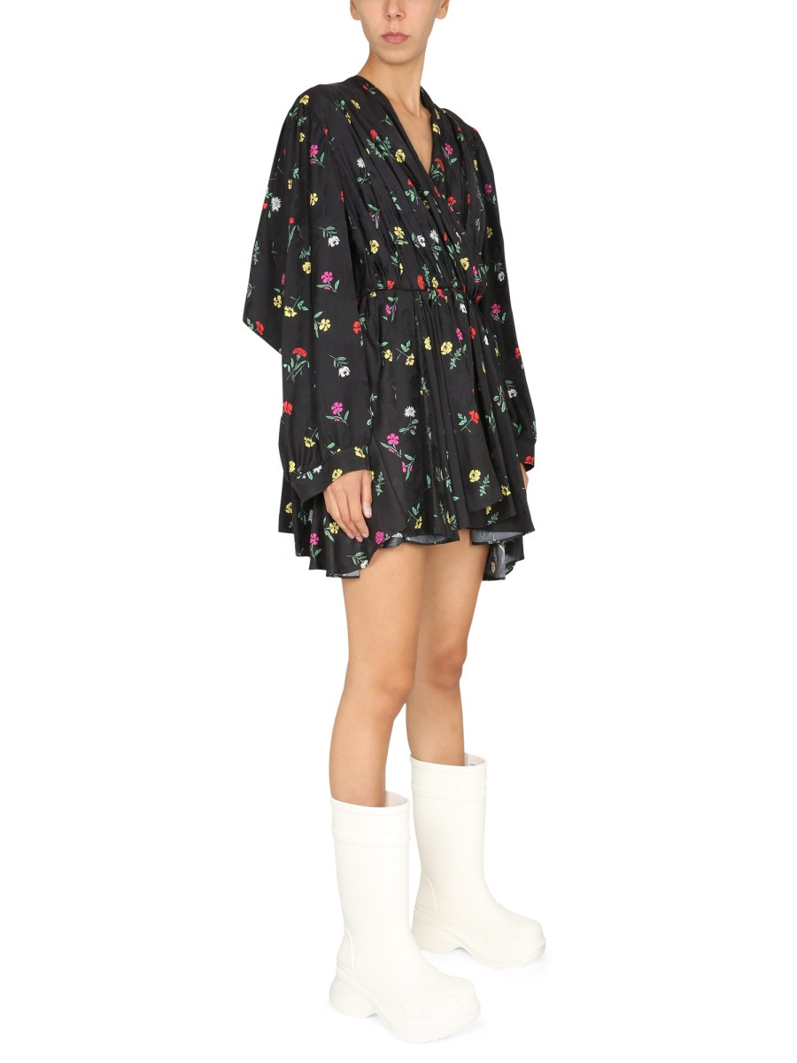 BALENCIAGA ABITO IN TWILL DI SETA CON MOTIVO FLOREALE