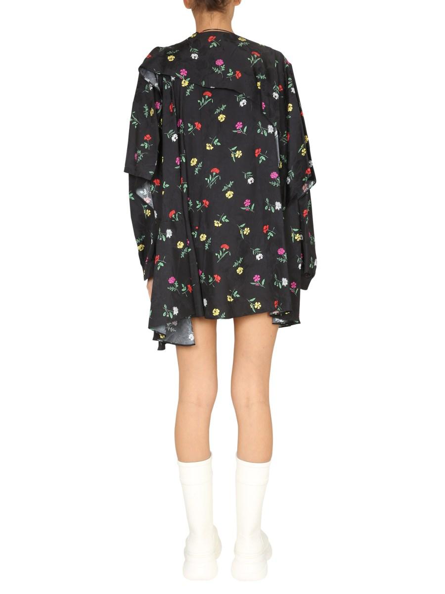 BALENCIAGA ABITO IN TWILL DI SETA CON MOTIVO FLOREALE