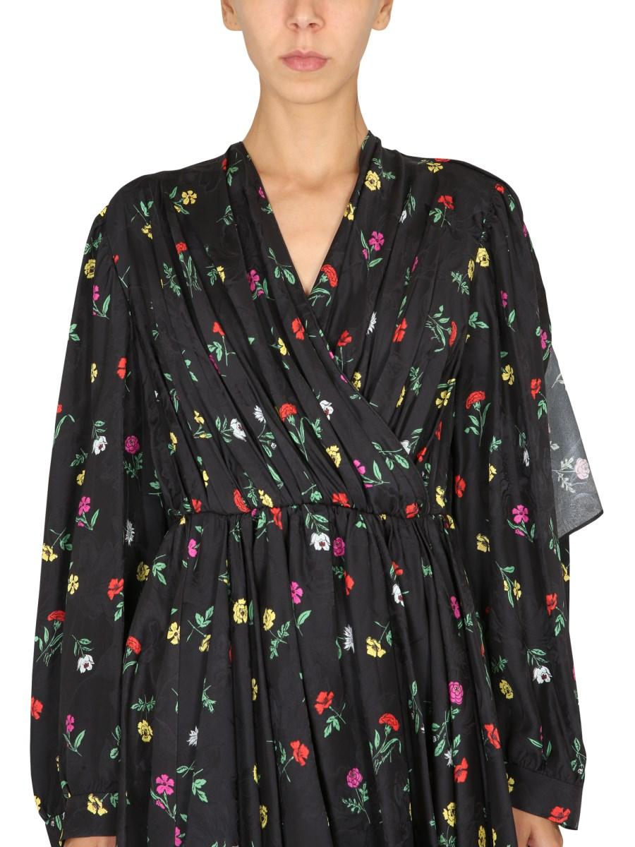 BALENCIAGA ABITO IN TWILL DI SETA CON MOTIVO FLOREALE