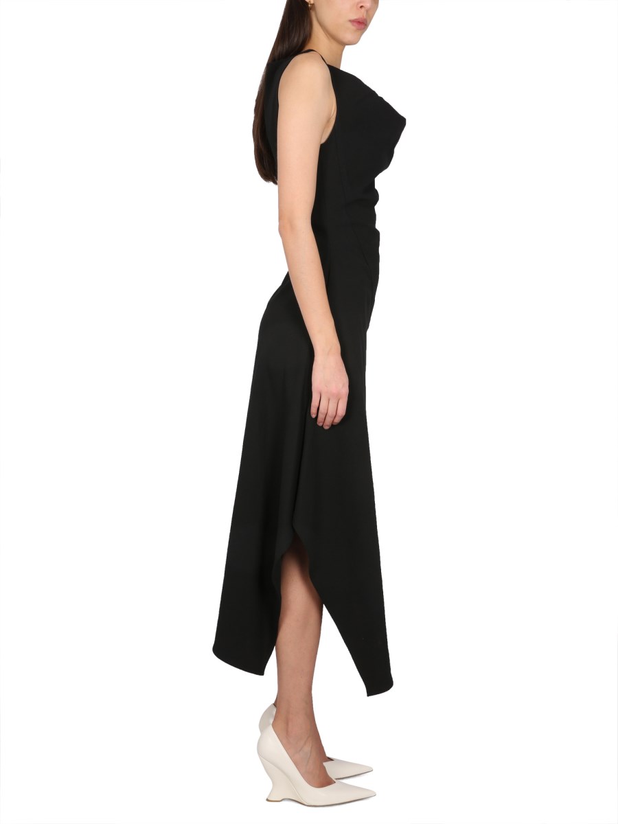BOTTEGA VENETA ABITO MIDI ASIMMETRICO IN COTONE STRETCH