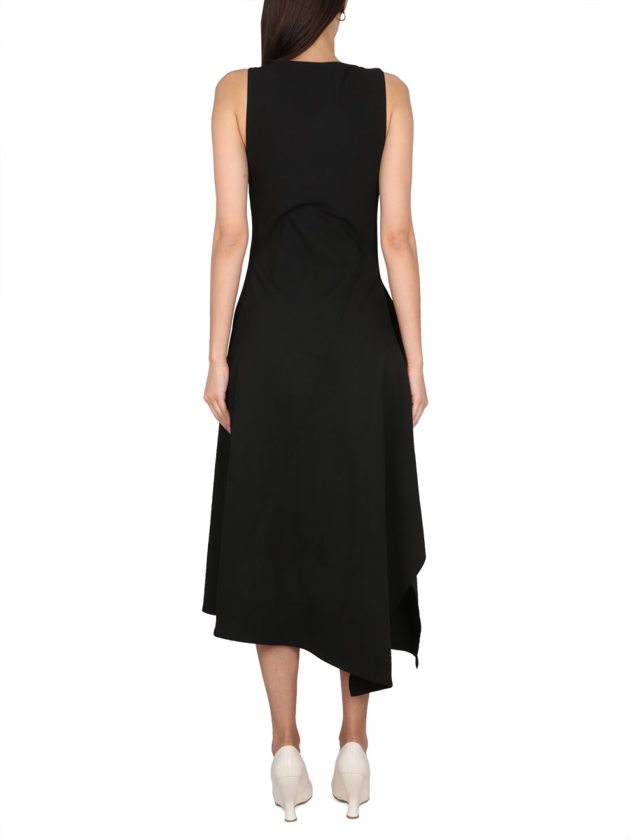 BOTTEGA VENETA ABITO MIDI ASIMMETRICO IN COTONE STRETCH