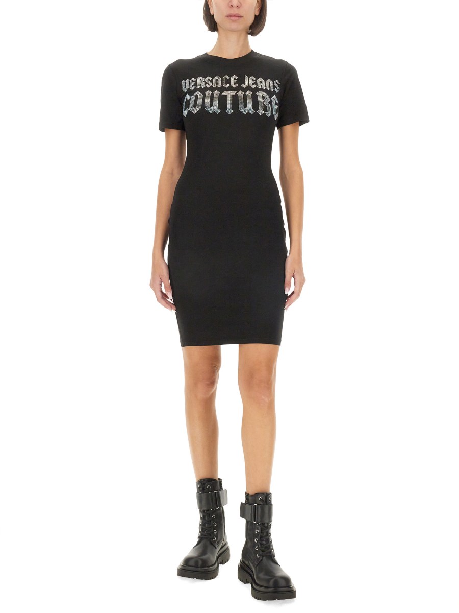 VERSACE JEANS COUTURE ABITO MIDI IN COTONE CON LOGO