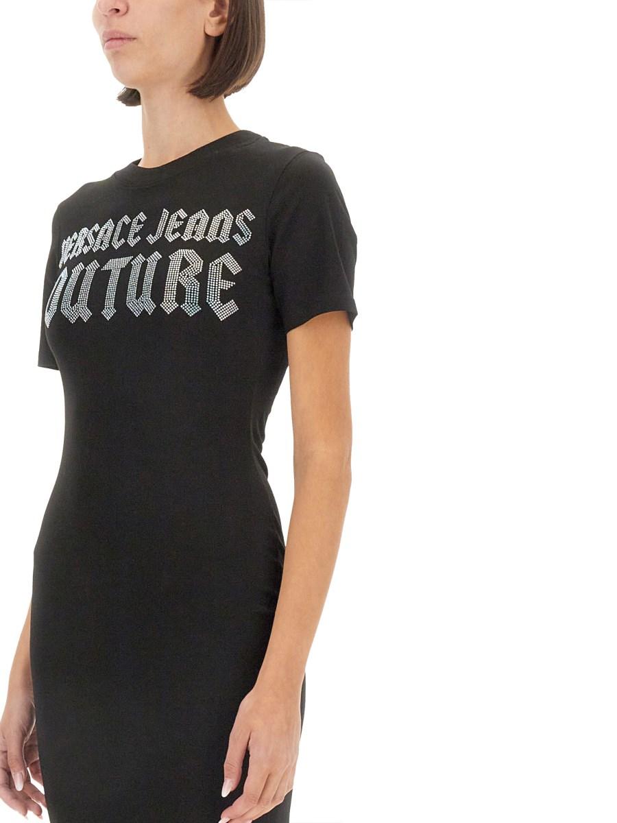 VERSACE JEANS COUTURE ABITO MIDI IN COTONE CON LOGO