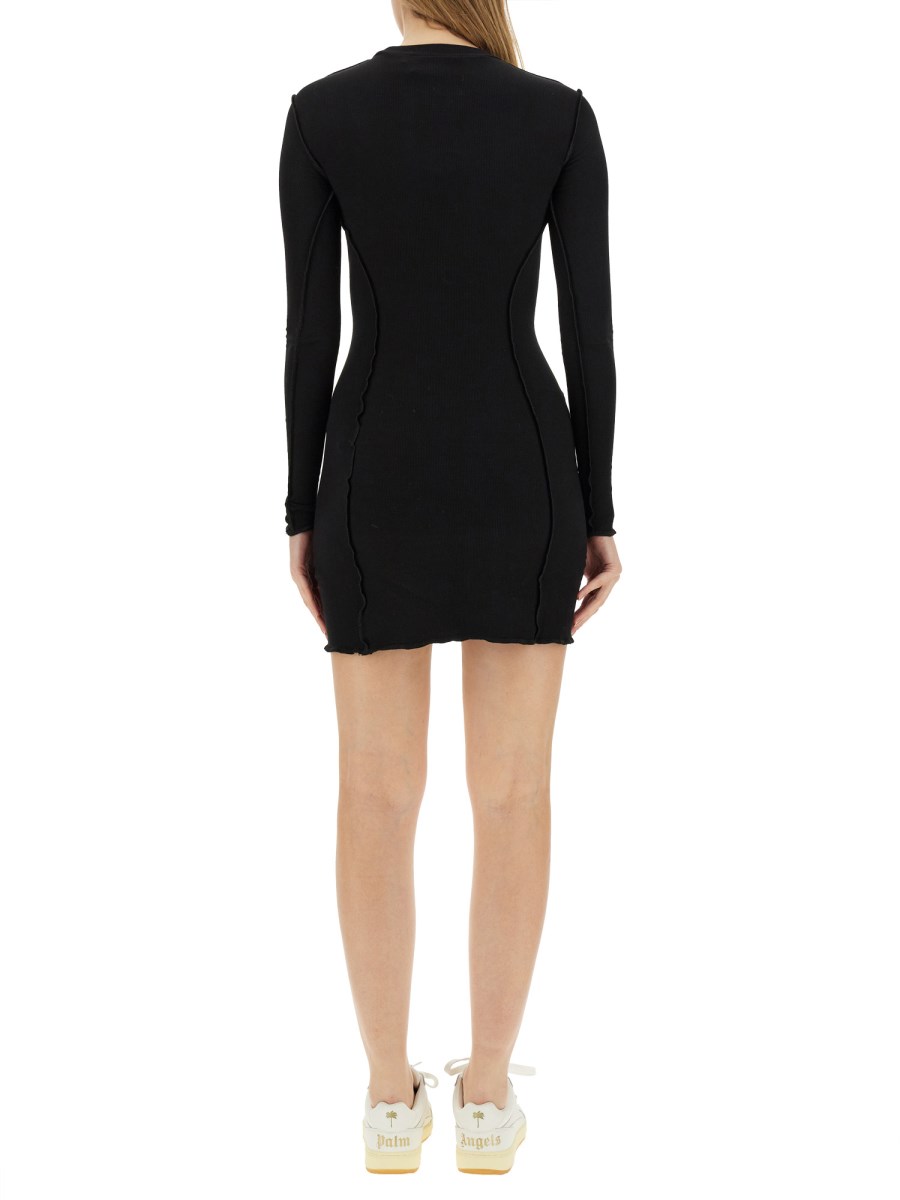 PALM ANGELS ABITO MINI CON LOGO IN MAGLIA DI COTONE