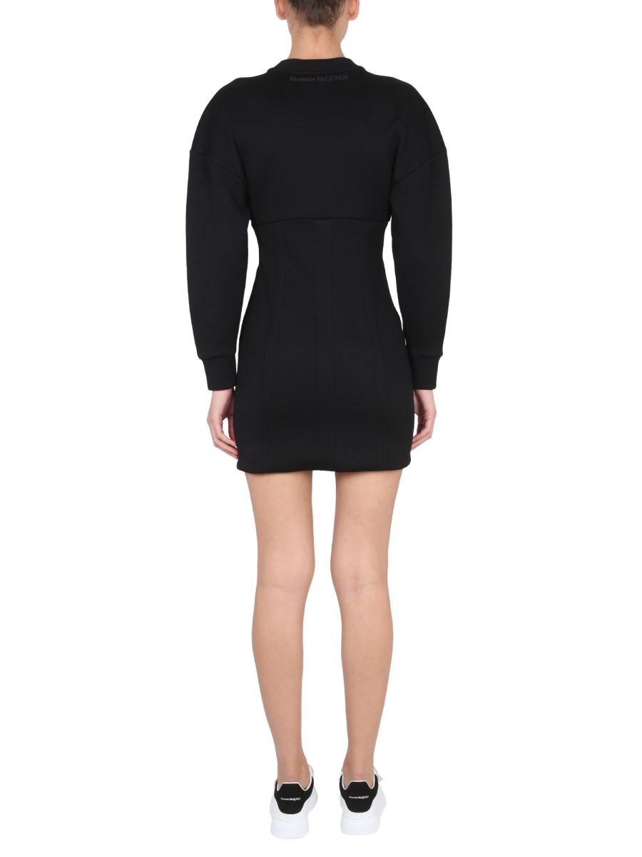 ALEXANDER McQUEEN ABITO MINI CON MANICHE COCOON IN NEOPRENE