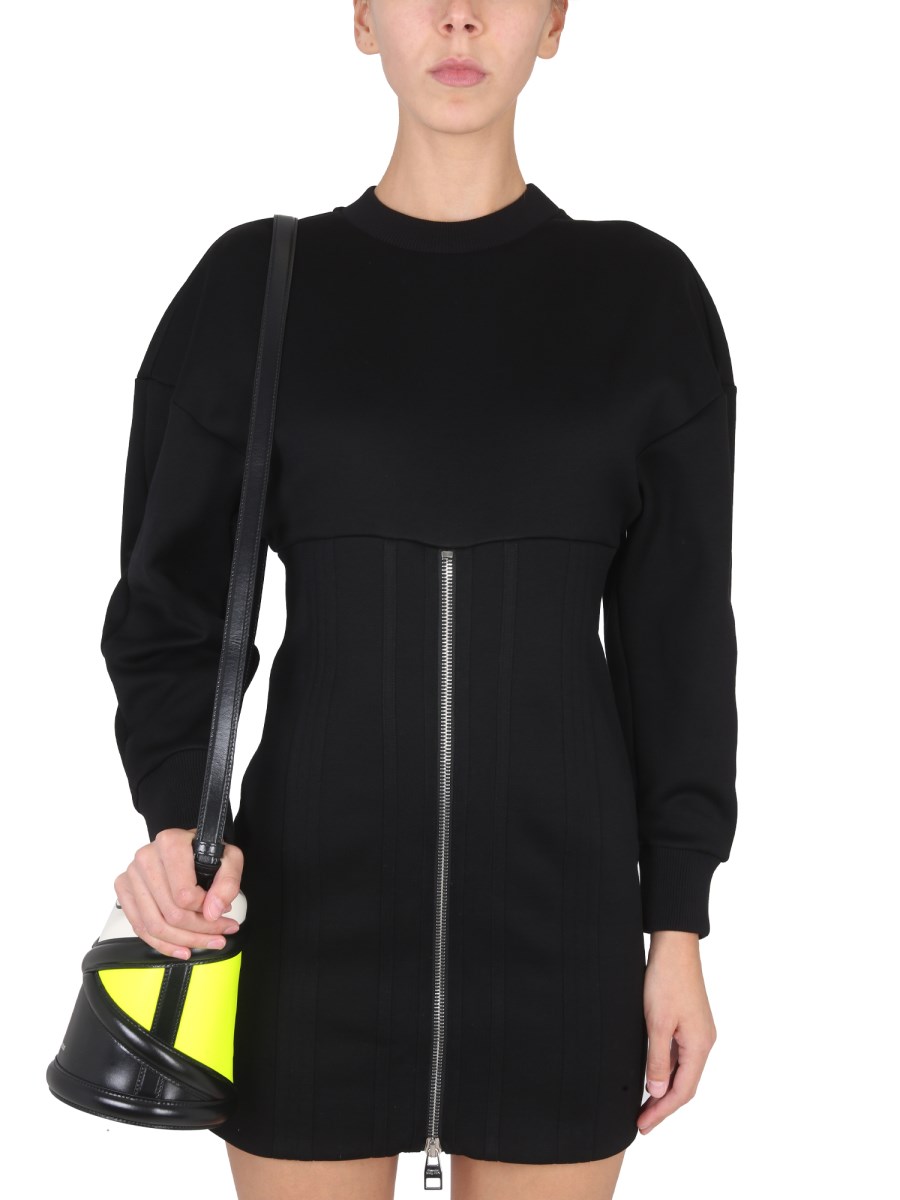 ALEXANDER McQUEEN ABITO MINI CON MANICHE COCOON IN NEOPRENE