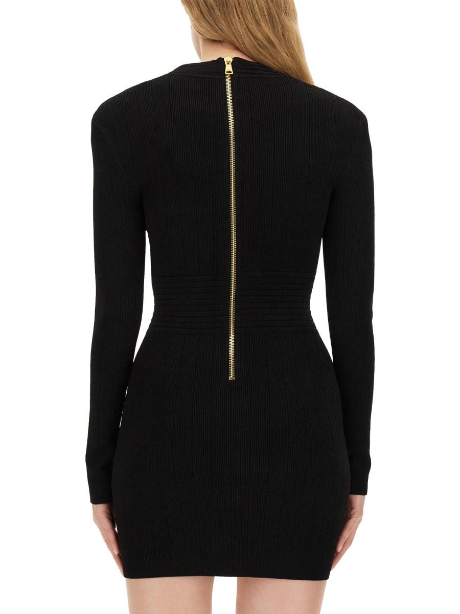 BALMAIN ABITO MINI IN MAGLIA DI VISCOSA CON BOTTONI ICONICI