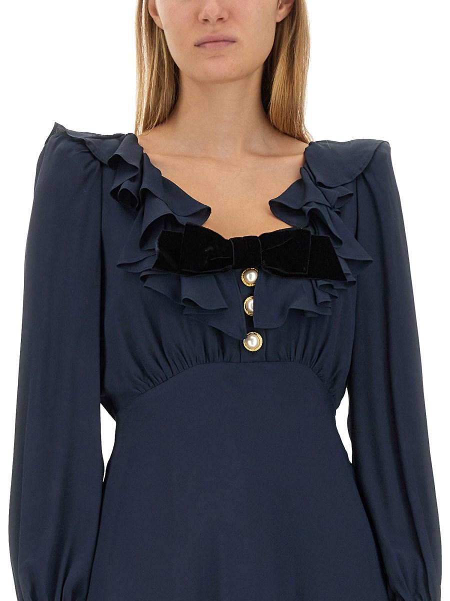 ALESSANDRA RICH ABITO MINI IN MISTO SETA CON VOLANT