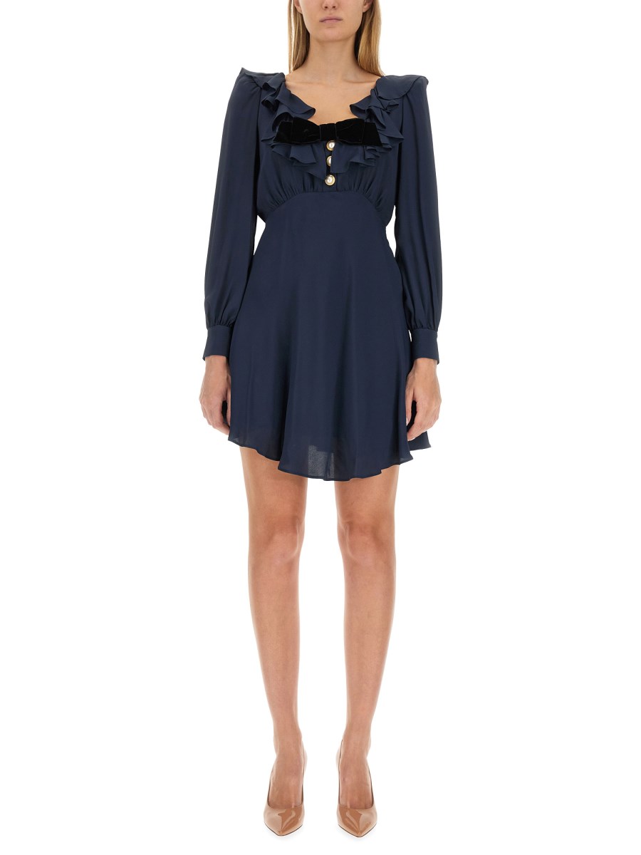 ALESSANDRA RICH ABITO MINI IN MISTO SETA CON VOLANT