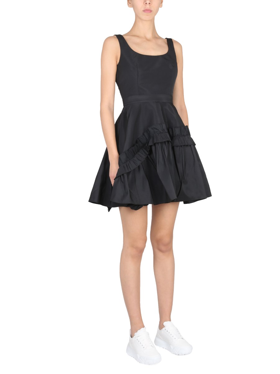 ALEXANDER McQUEEN ABITO MINI IN POLYFAILLE CON SCOLLO PROFONDO