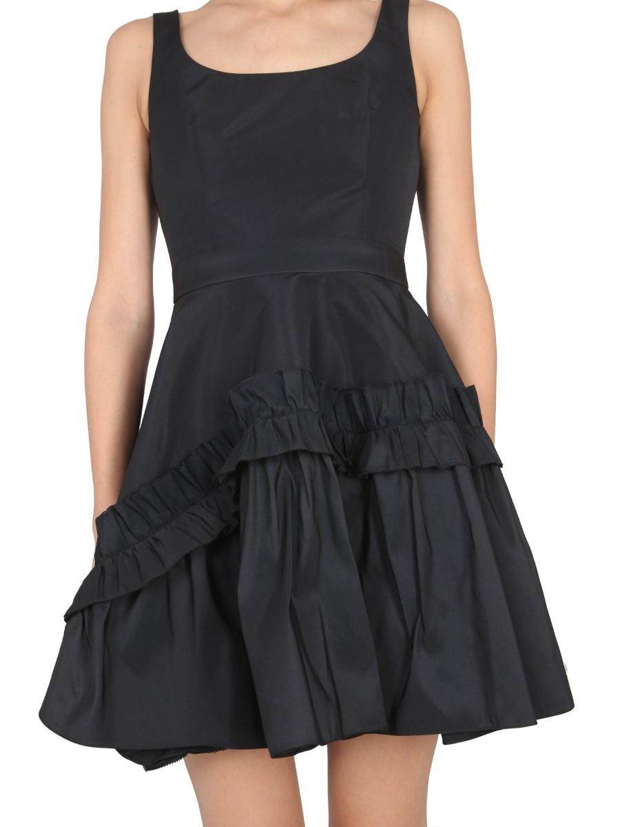 ALEXANDER McQUEEN ABITO MINI IN POLYFAILLE CON SCOLLO PROFONDO